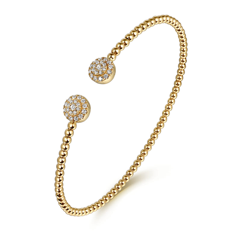14K Yellow Gold Bujukan Cluster Diamonds Split Bangle - 0.3 ct - Shot 2