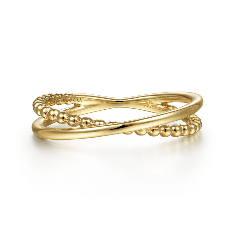 14K Yellow Gold Bujukan Criss Cross Ring - Shot 1