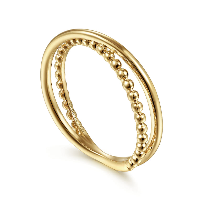 14K Yellow Gold Bujukan Criss Cross Ring - Shot 3