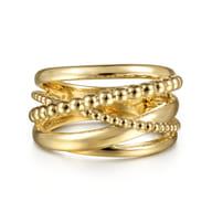 14K Yellow Gold Bujukan Criss Cross Ring