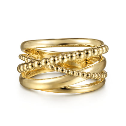 14K Yellow Gold Bujukan Criss Cross Ring
