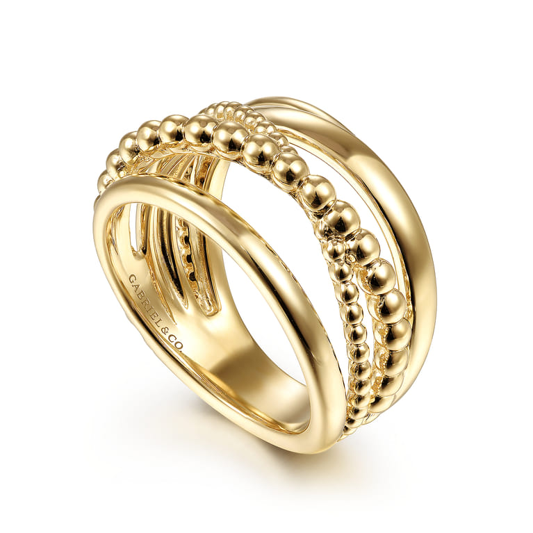14K Yellow Gold Bujukan Criss Cross Ring - Shot 3