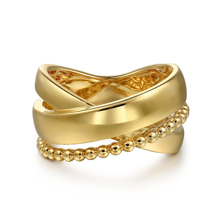 14K Yellow Gold Bujukan Criss Cross Ring - Shot 1