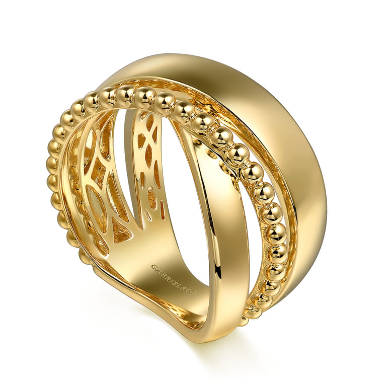 14K Yellow Gold Bujukan Criss Cross Ring - Shot 3