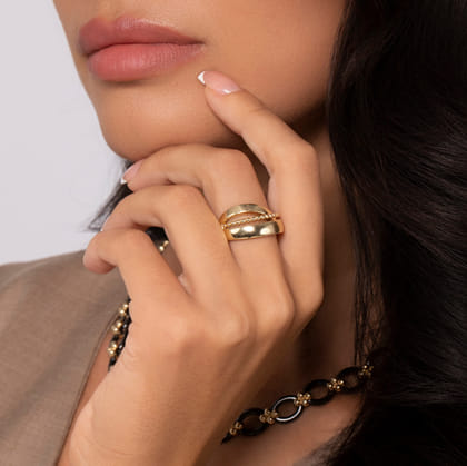 14K Yellow Gold Bujukan Criss Cross Ring