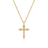 14K Yellow Gold Bujukan Cross Diamond Pendant Necklace - 0.09 ct