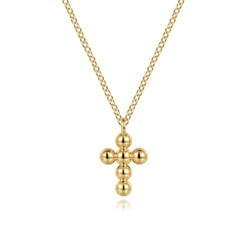 14K Yellow Gold Bujukan Cross Pendant Necklace
