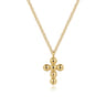 14K Yellow Gold Bujukan Cross Pendant Necklace