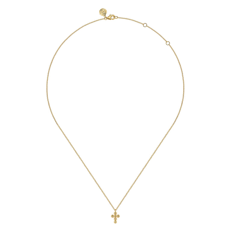 14K Yellow Gold Bujukan Cross Pendant Necklace - Shot 2