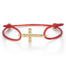 14K Yellow Gold Bujukan Cross Red Cord Bracelet