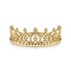 14K Yellow Gold Bujukan Crown Stackable Ring