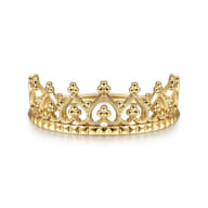 14K Yellow Gold Bujukan Crown Stackable Ring