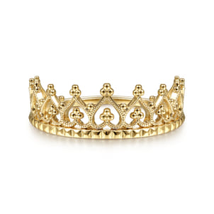 14K Yellow Gold Bujukan Crown Stackable Ring