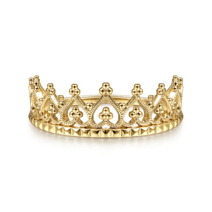 14K Yellow Gold Bujukan Crown Stackable Ring