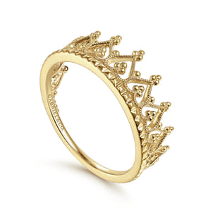 14K Yellow Gold Bujukan Crown Stackable Ring