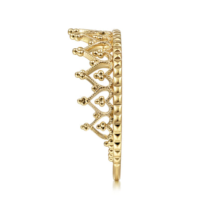 14K Yellow Gold Bujukan Crown Stackable Ring