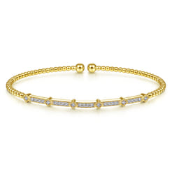 14K Yellow Gold Bujukan Cuff Bracelet with Diamonds
