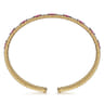 14K Yellow Gold Bujukan Cuff Bracelet with Marquise Ruby and Round Diamonds - 0.25 ct