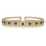 14K Yellow Gold Bujukan Cuff Bracelet with Marquise Sapphire and Round Diamonds - 0.25 ct