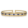 14K Yellow Gold Bujukan Cuff Bracelet with Marquise Sapphire and Round Diamonds - 0.25 ct