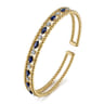 14K Yellow Gold Bujukan Cuff Bracelet with Marquise Sapphire and Round Diamonds - 0.25 ct