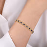 14K Yellow Gold Bujukan Cuff Bracelet with Marquise Sapphire and Round Diamonds - 0.25 ct