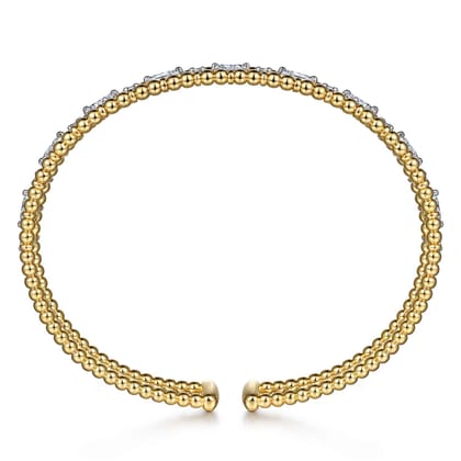 14K Yellow Gold Bujukan Cuff Bracelet with Marquise and Round Diamonds