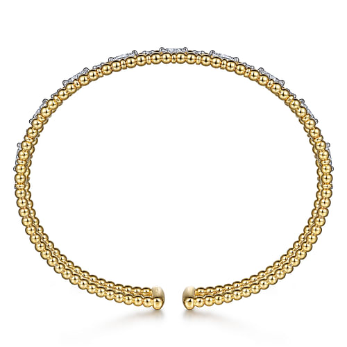 14K Yellow Gold Bujukan Cuff Bracelet with Marquise and Round Diamonds - 1.4 ct - Shot 3