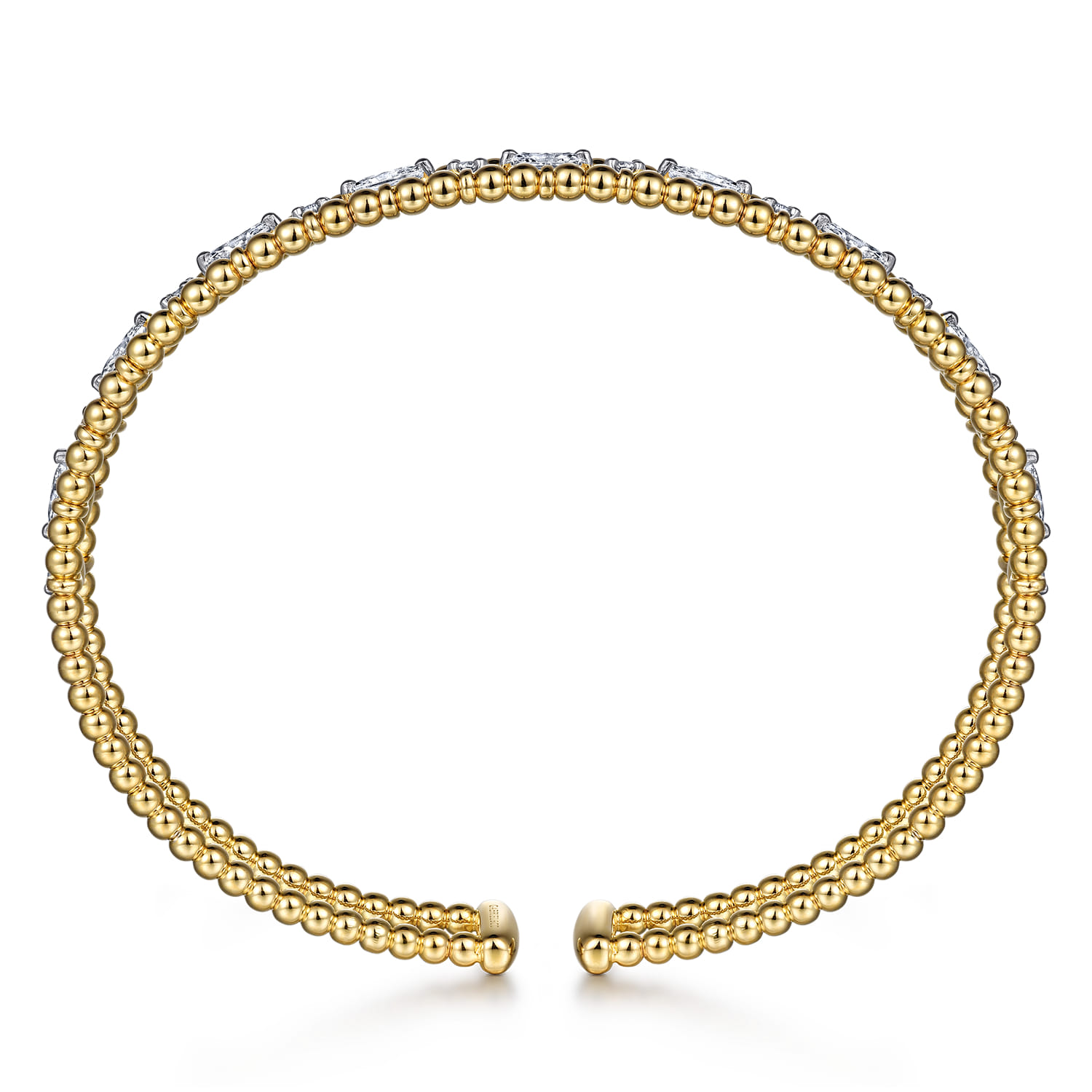 14K Yellow Gold Bujukan Cuff Bracelet with Marquise and Round Diamonds - 1.4 ct - Shot 3