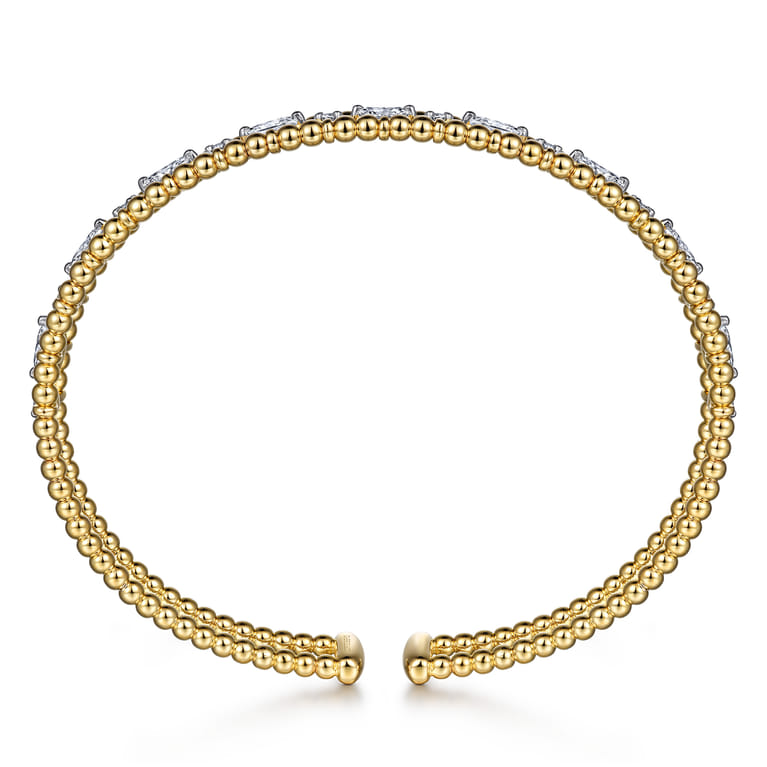 14K Yellow Gold Bujukan Cuff Bracelet with Marquise and Round Diamonds - 1.4 ct - Shot 3