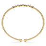 14K Yellow Gold Bujukan Cuff Bracelet with Pave Diamond Cluster Stations - 0.4 ct