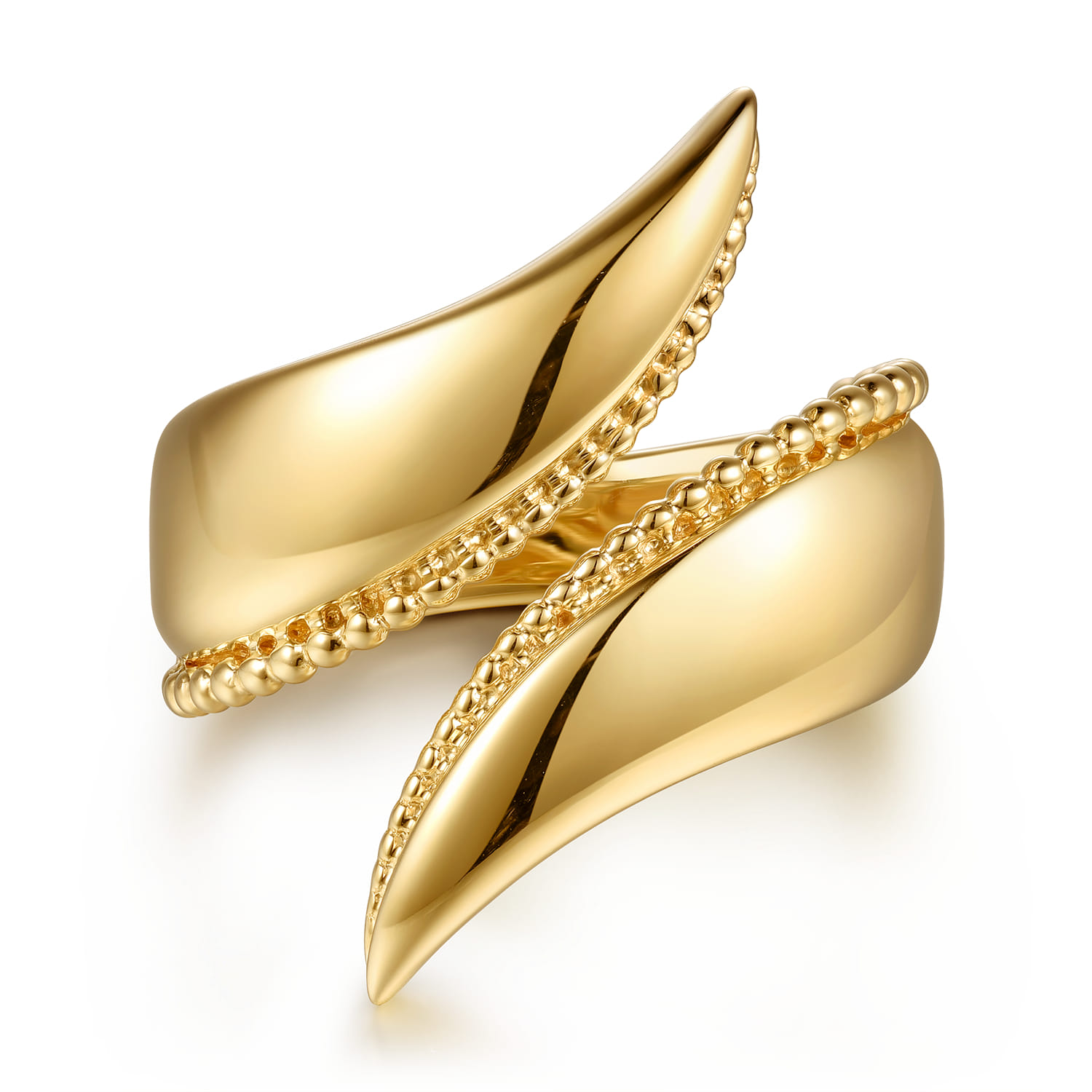 14K Yellow Gold Bujukan Curved Bypass Ring - Shot 1