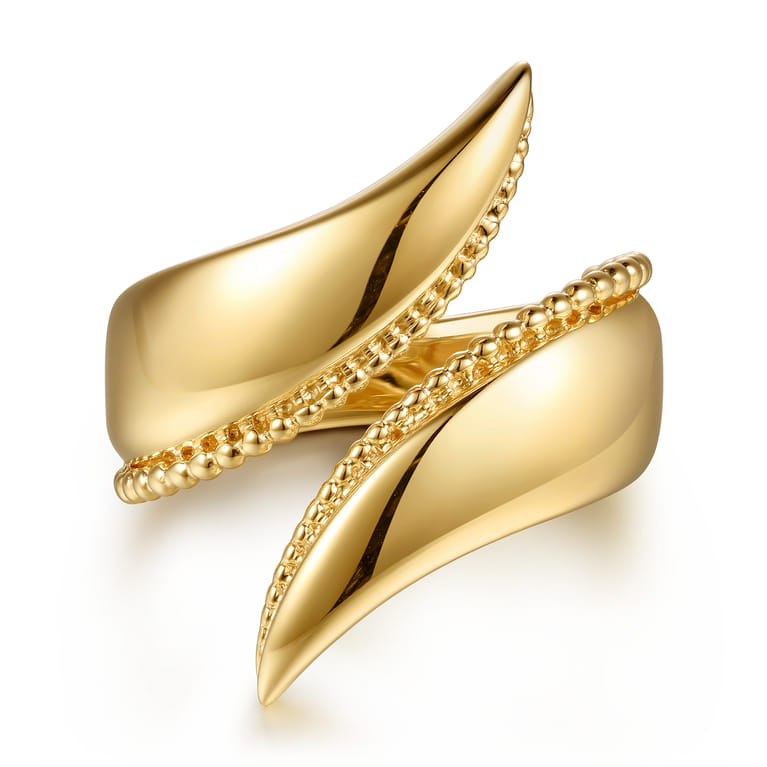 14K Yellow Gold Bujukan Curved Bypass Ring - Shot 1