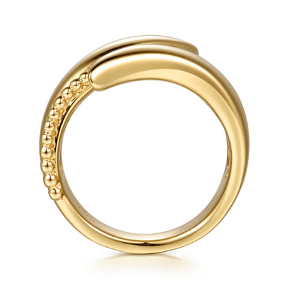 14K Yellow Gold Bujukan Curved Bypass Ring