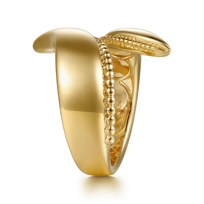 14K Yellow Gold Bujukan Curved Bypass Ring