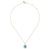 14K Yellow Gold Bujukan Cushion Blue Topaz with Diamond Halo Necklace - 0.16 ct
