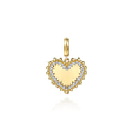 14K Yellow Gold Bujukan Diamond 18mm Heart Medallion Pendant With Detachable Bail