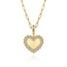 14K Yellow Gold Bujukan Diamond 18mm Heart Medallion Pendant With Detachable Bail - 0.35 ct