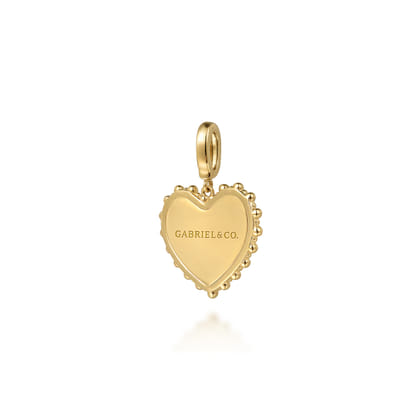 14K Yellow Gold Bujukan Diamond 18mm Heart Medallion Pendant with Detachable Bail