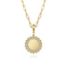 14K Yellow Gold Bujukan Diamond 18mm Round Shape Personalize Medallion Pendant With Detachable Bail - 0.3 ct