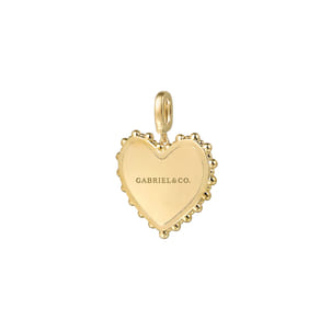 14K Yellow Gold Bujukan Diamond 24mm Heart Medallion PendantWith Detachable Bail