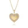 14K Yellow Gold Bujukan Diamond 24mm Heart Medallion PendantWith Detachable Bail - 0.6 ct