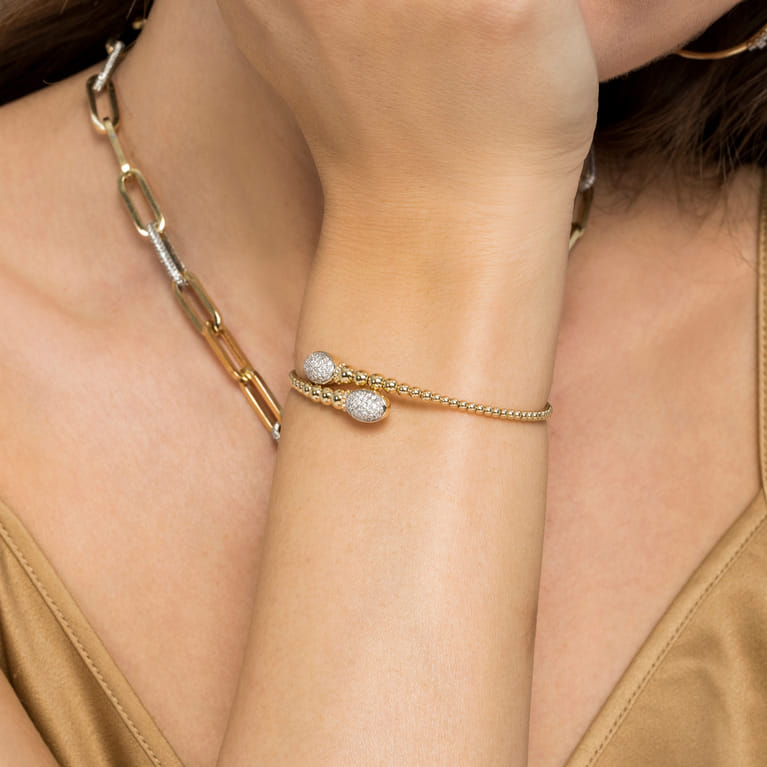 14K Yellow Gold Bujukan Diamond Bangle - 0.5 ct - Shot 4