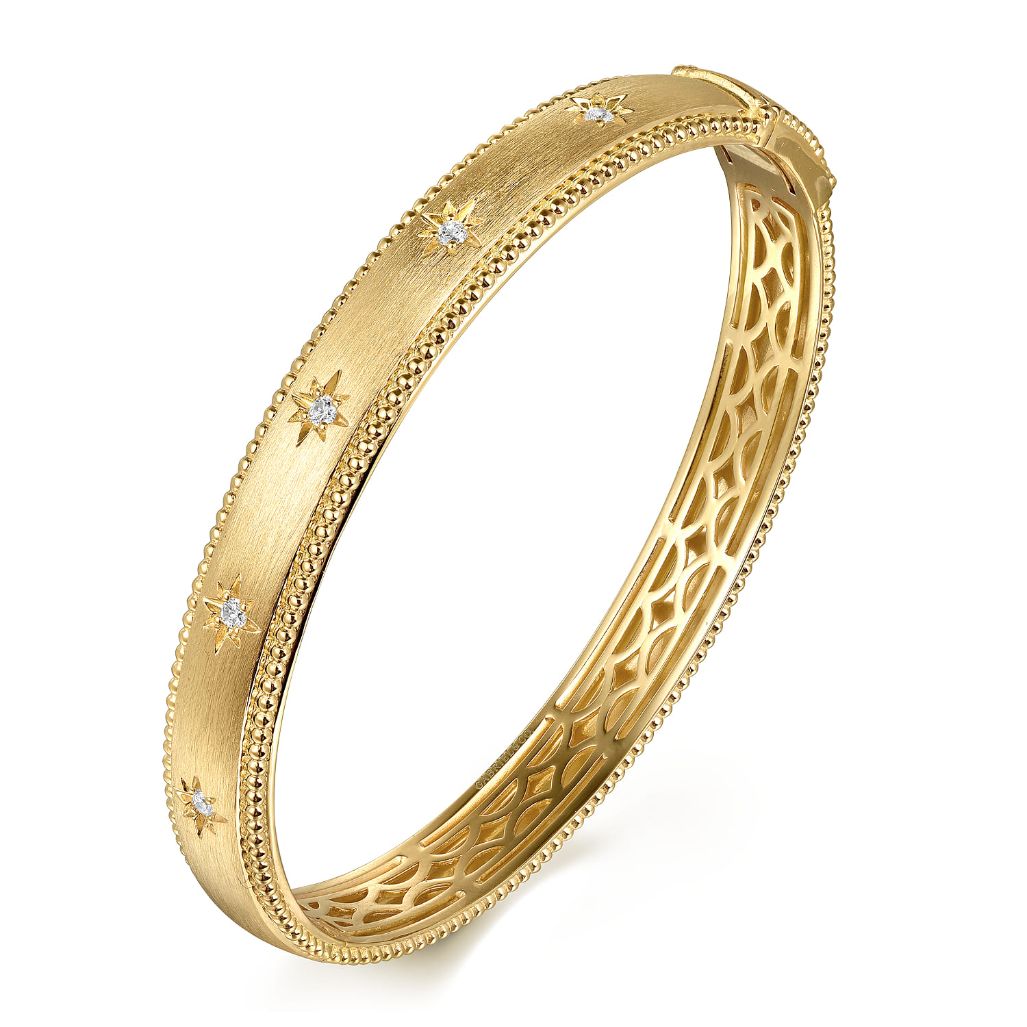 14K Yellow Gold Bujukan Diamond Bangle - 0.15 ct - Shot 2