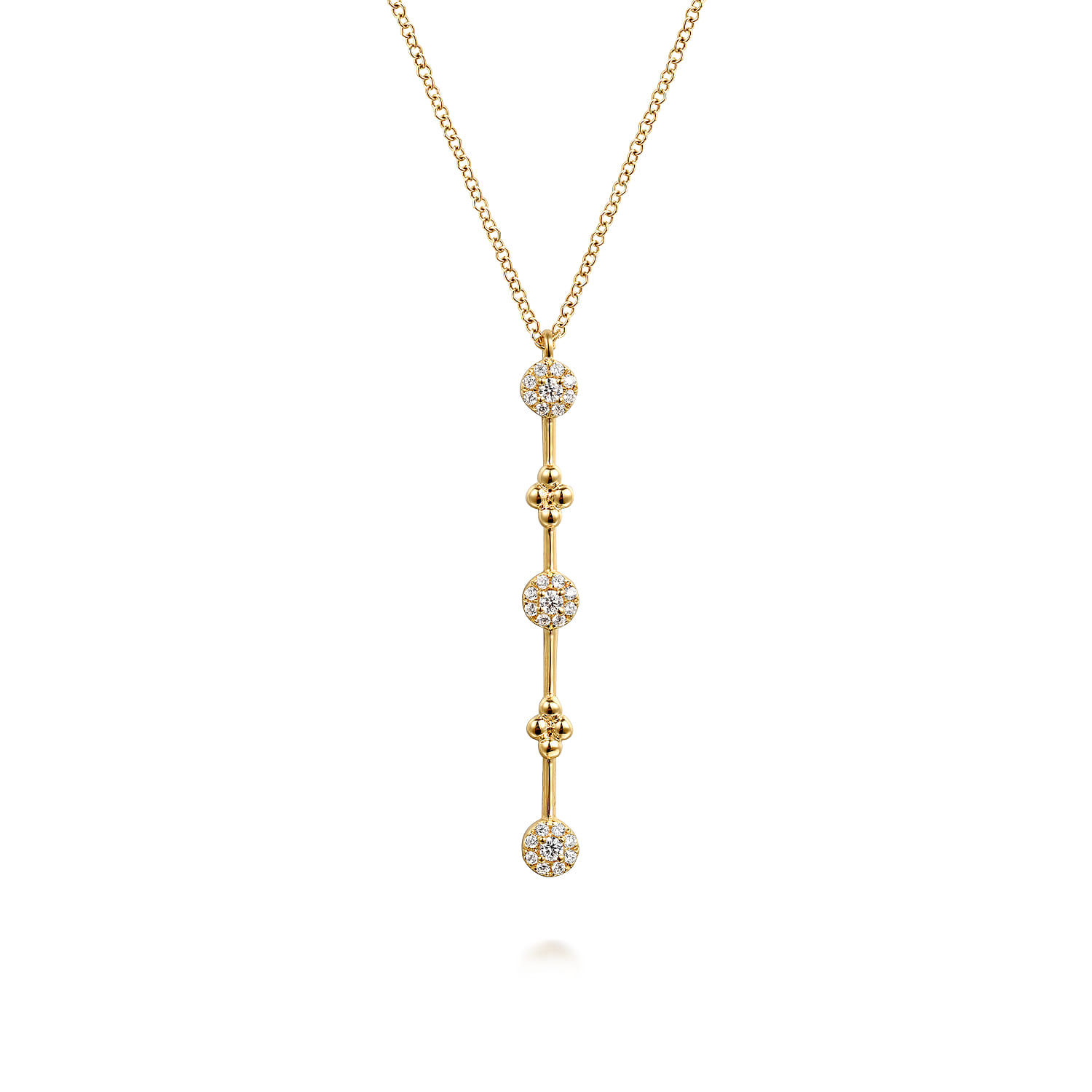 14K Yellow Gold Bujukan Diamond Bar Necklace - 0.18 ct - Shot 1