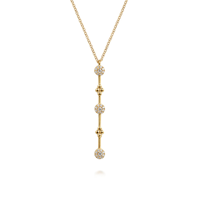 14K Yellow Gold Bujukan Diamond Bar Necklace - 0.18 ct - Shot 1
