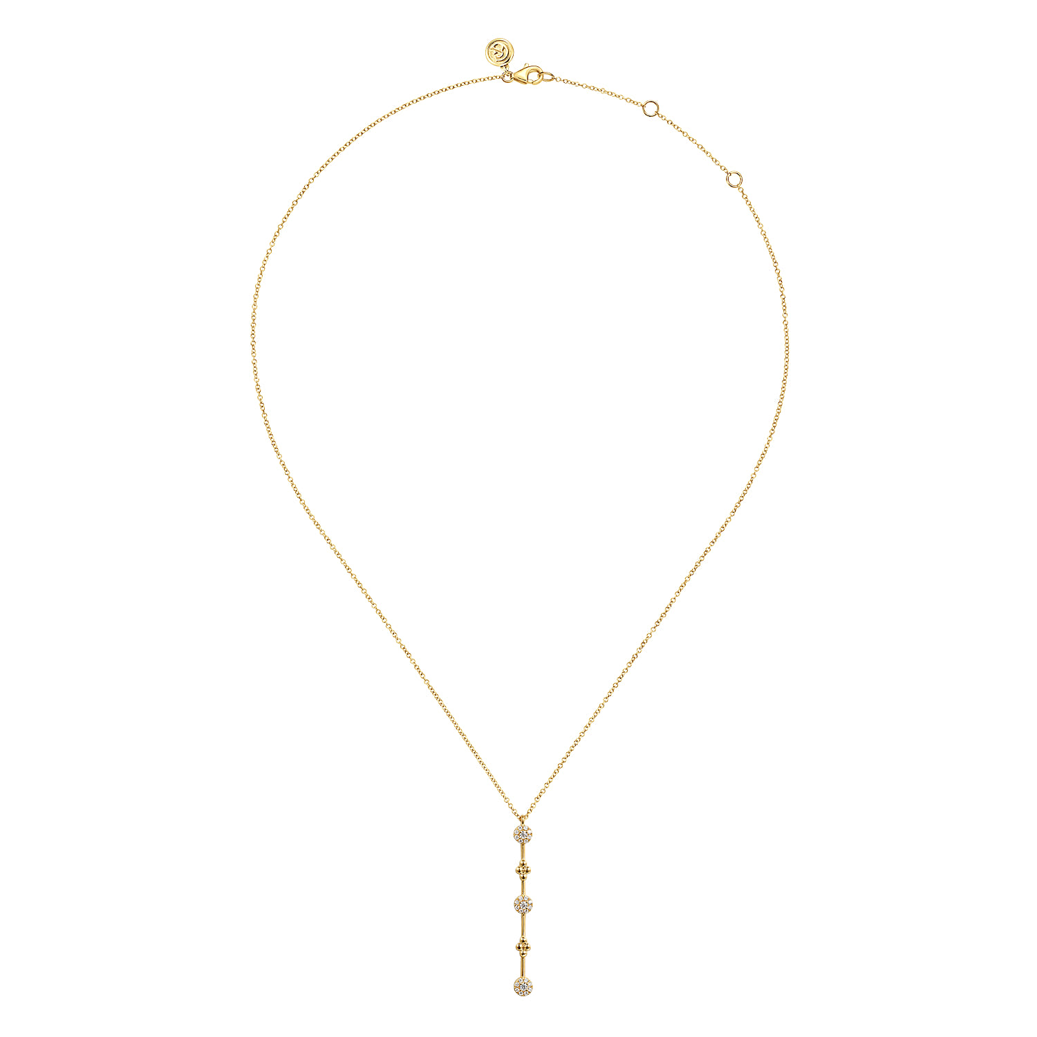 14K Yellow Gold Bujukan Diamond Bar Necklace - 0.18 ct - Shot 2