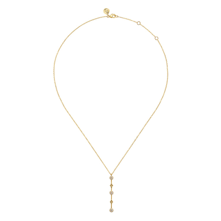 14K Yellow Gold Bujukan Diamond Bar Necklace - 0.18 ct - Shot 2