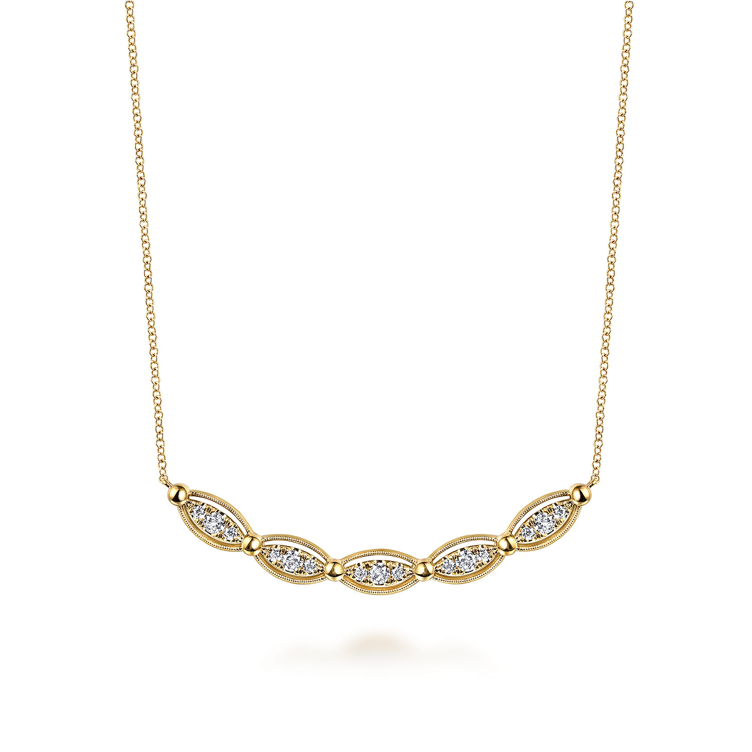 14K Yellow Gold Bujukan Diamond Bar Necklace - 0.5 ct - Shot 1