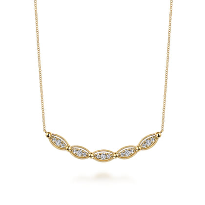14K Yellow Gold Bujukan Diamond Bar Necklace
